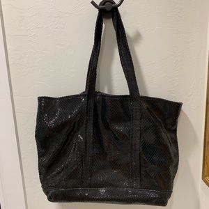 Black snakeskin handbag